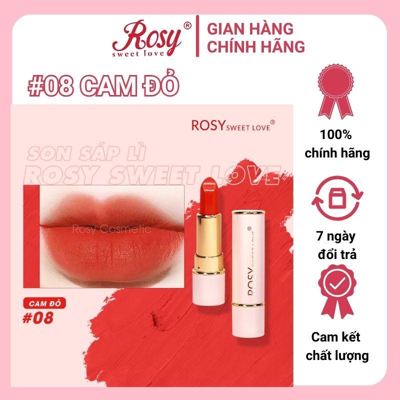 [Tặng Cọ Tán Son] Son Sáp Rosy, Son Màu Cam Đỏ, Son Cam Đỏ, Son Không Chì Cosmetic Nữ 0
