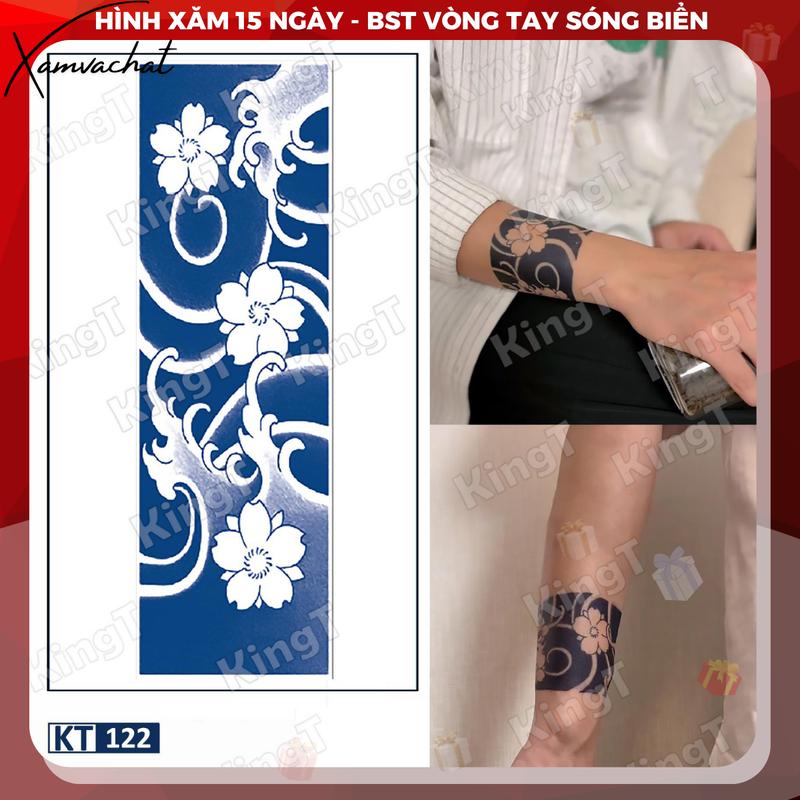 Hình xăm VÒNG TAY SÓNG BIỂN - VÒNG TAY NHẬT CỔ - Hình xăm dán tạm thời 15 ngày