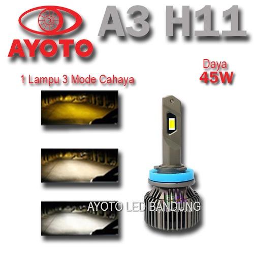 AYOTO A3 H11 45 W Sepasang 2 Pcs Lampu Kabut Foglamp 3 Warna LED 8