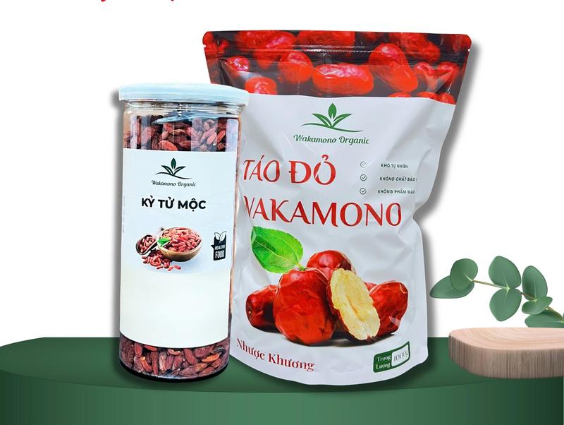 Combo Táo đỏ Nhược khương Kỷ tử: Nhược Khương size 200-220 quả/1kg và 300g kỷ tử mộc size trung Wakamono