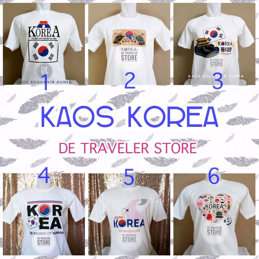 Kaos Souvenir Korea Selatan Seoul Baju Negara Korea Putih