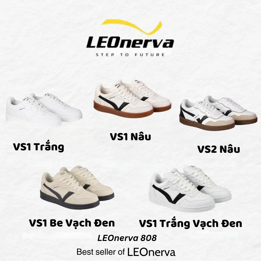 Sneaker Unisex Leonerva 808 – Trắng full, Đế Nâu, Đế Đen ( Đi tăng lên 1 size so với size giày thông thường ) Shoes Đế Bằng