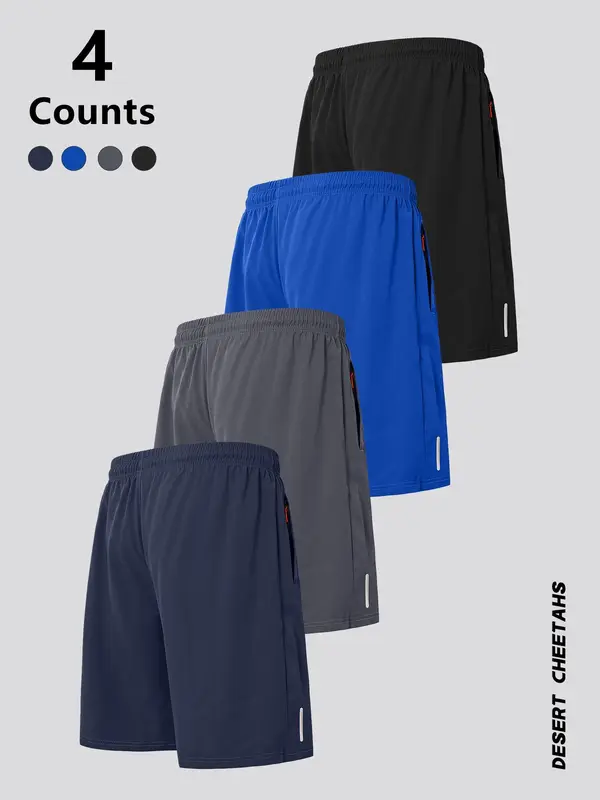 Men's Solid Color & Striped Print Quick Drying Breathable Gym Shorts, Regular Fit Casual Comfy Breathable Shorts for Gym Workout Running, Men's Summer Bottoms 1