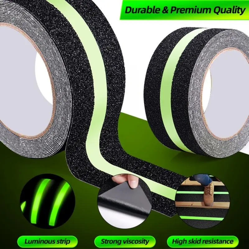 Luminous Self Adhesive Safety Anti Slip Tape, Reflective Tape with High Traction Gravel, Universal Tape for Indoor & Outdoor Stairs, Home Accessories 2