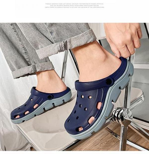 Product Introduction of 2025 New Men's Clogs Summer Casual CROSS Sandals Non-Slip Closed Toe Sandals Outer Wear Thick Sole Beach Slippers 32