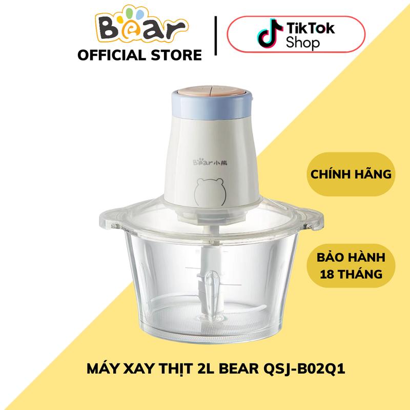 Máy Xay Thịt Đa Năng Bear QSJ-B02Q1, Lưỡi Inox 304, Dung Tích 2L, Công Suất 300W, 2 Nút Chức Năng, Hỗ Trợ Nấu Ăn, Có Cảm Ứng Nhiệt, Xay Thịt/Rau Củ Quả/Các Loại Thực Phẩm, Bảo Hành 18 Tháng mayxay  2l máy  xay