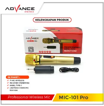 Advance Microphone Wireless  MIC101 PRO Profesional  Bisa Dicharger Frekuensi UHF Garansi Resmi 1 Tahun 6