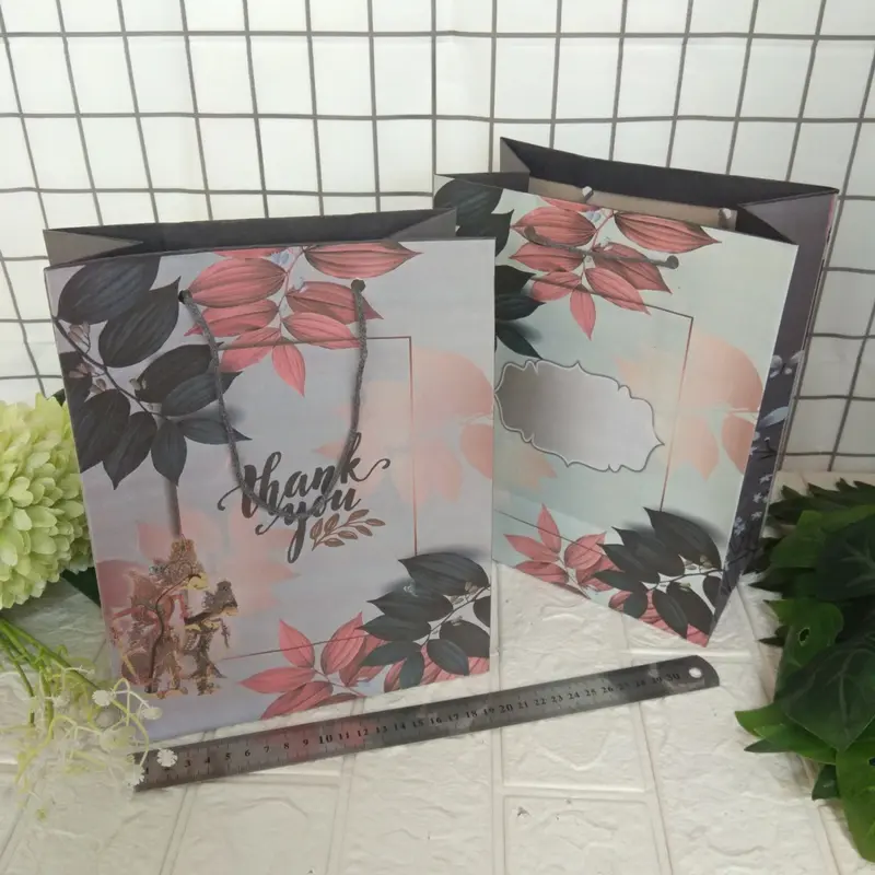 12 pcs - Tas Kertas 20x10x25 Paper Bag Motif Thank You Souvenir Hampers Wedding Ultah Goodie Gift Bag Bingkisan Kue Roti Pernikahan Unike 1