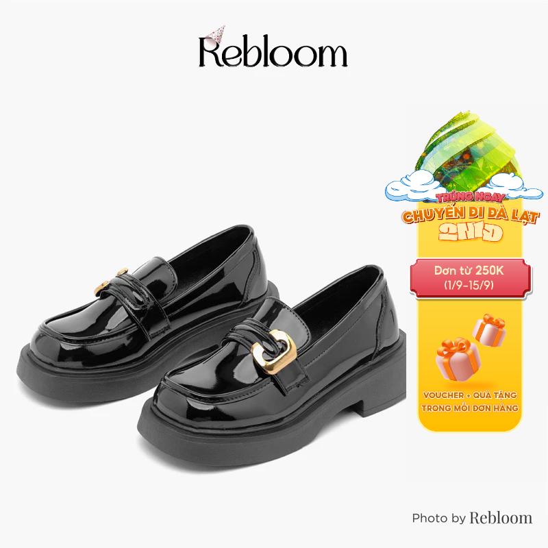 Giày lười nữ Rebloom shoes - Giày loafer đính khuy chữ C đế cao 4cm  màu siêu xinh