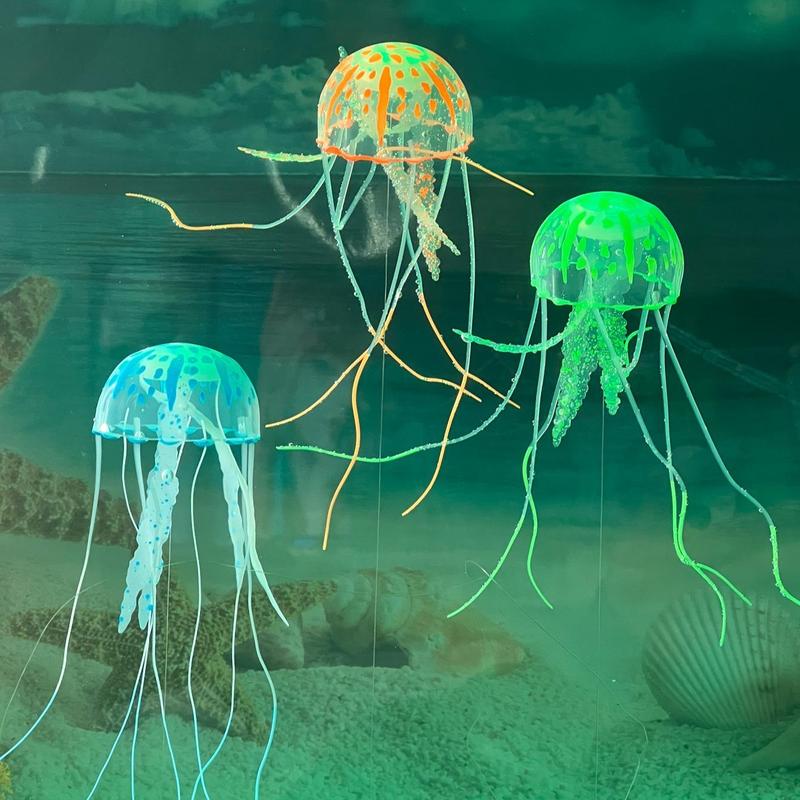 Random Color Artificial Jellyfish Ornaments, 2 Counts Luminous Fish Tank Decorations, Aquarium Fish Decorations 4