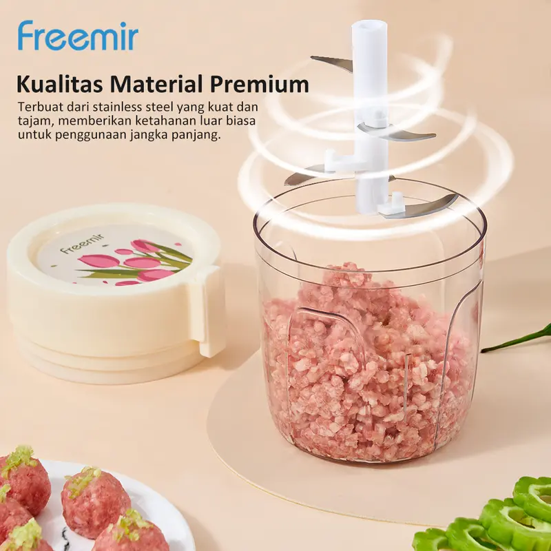 [freemir] Chopper Pencacah Kapasitas 920ml Chopper Tarik Blender Manual Penggiling Penghalus Bumbu Besar Serbaguna 5