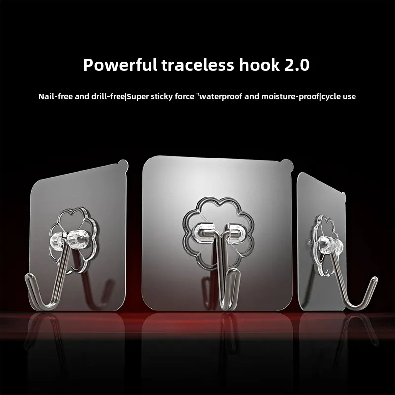 Wholesale Punch-Free Seamless Hook Strong Adhesive Transparent Wall Hanging Clothes Hook Waterproof Sticky Hook Hook