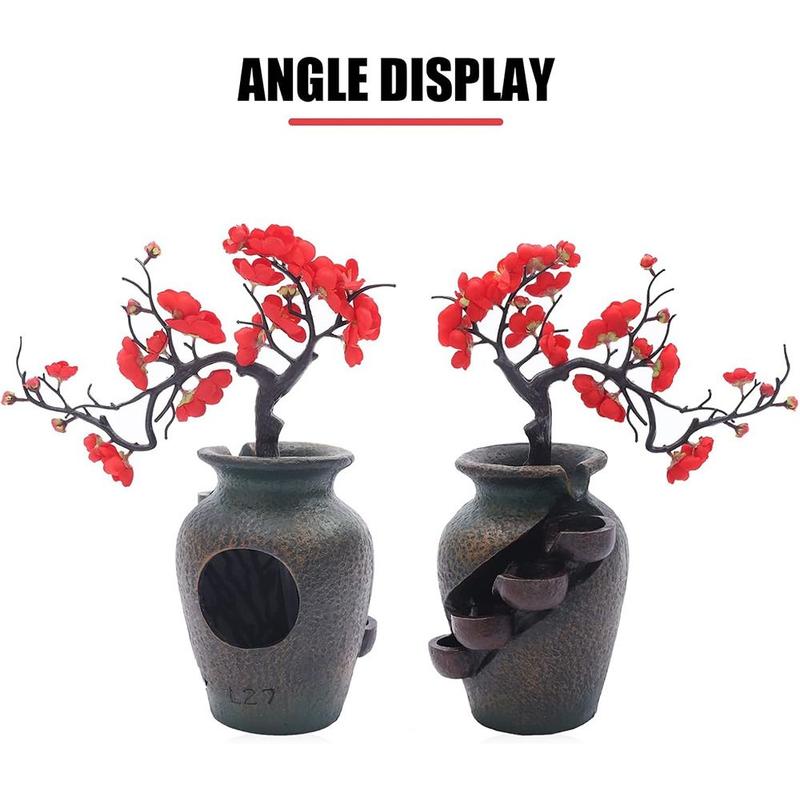 Product Introduction of New Resin Indoor FengShui Ornaments Water Fountain 15.7in Flower Vase Waterfall Fountain with Simulated Decorative Trees Indoor Waterfall Study Office Tea Room 21