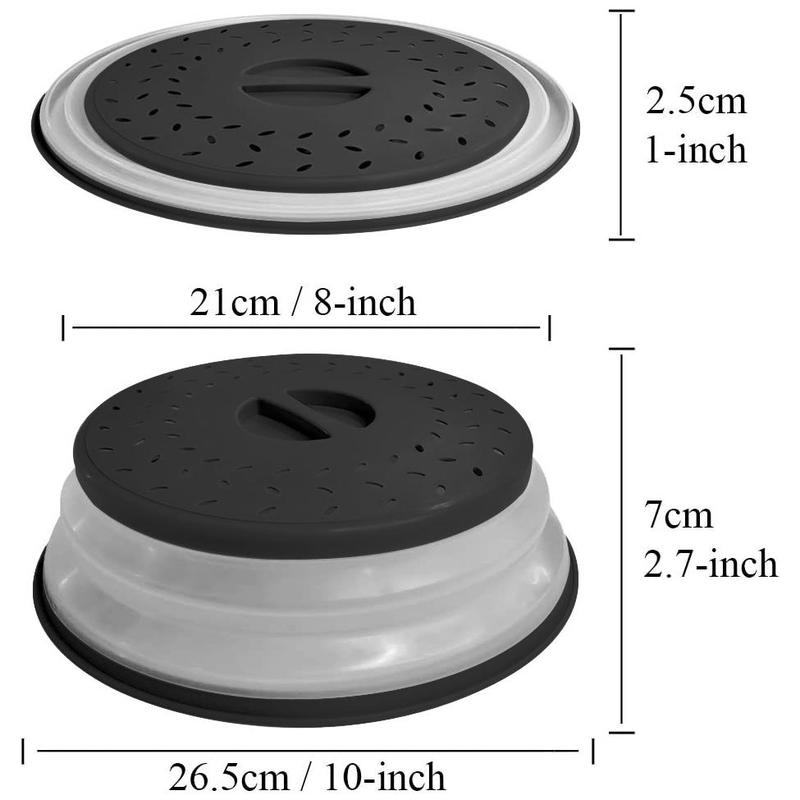 Foldable Microwave Splatter Cover, 2 Counts Round Microwave Splatter Guard with Steam Vent & Filter, Cookware Accessories for Home Kitchen, Kitchen Gadgets 1