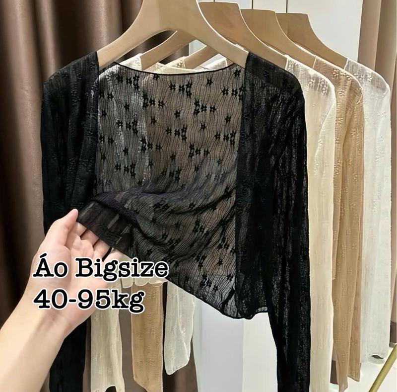  Áo Khoác Cardigan Nữ Có Bigsize 45-95kg Tay Dài Chất Len Phối Thêu Hoa Áo Khoác Lưới Hoa Nổi Điệu Đà Diện Hè 50-95kg - 2442 2418a 