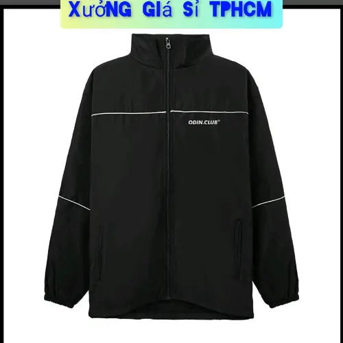 Áo khoác gió ODIN CLUB Jacket, Áo khoác gió oversize form rộng unisex, Local Brand ODIN CLUB Giá sỉ Màu đen Top Nữ