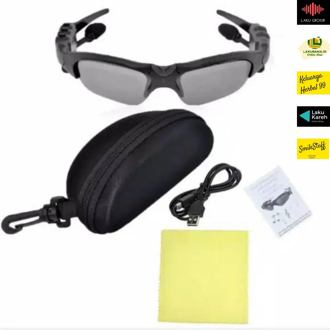 kacamata multifungsi - bisa untuk dengar musik dan telfonan terhubung lewat bluetooth anti sinar UV bahan premium sunglasses eyewear