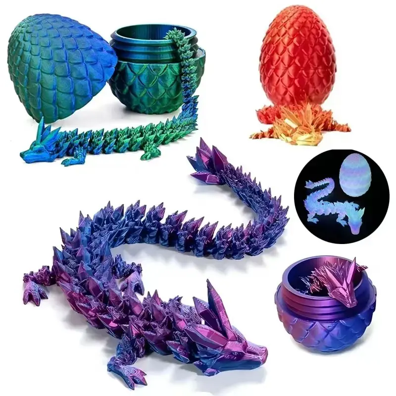 Trứng Rồng In 3D, Mẫu Rồng Có Khớp Nối Toàn Bộ, Có Thể Di Chuyển Và Có Thể Xoay Được, Đồ Chơi Trẻ Em, Trang Trí Để Bàn, 1 / 2 Cái Mô Hình Toy 0