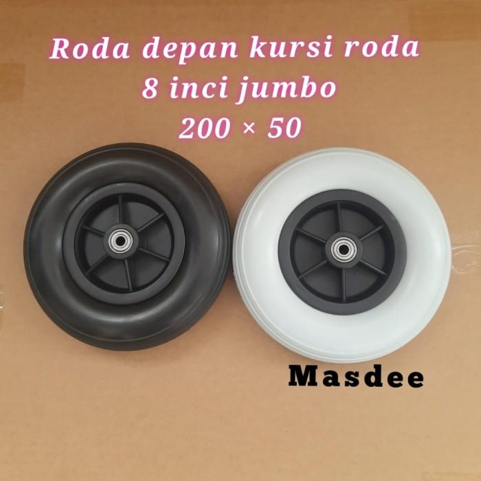 Roda depan kursi roda uk 8 inci jumbo / 200 × 50,sparepart kursi roda - Hitam [CM] 1