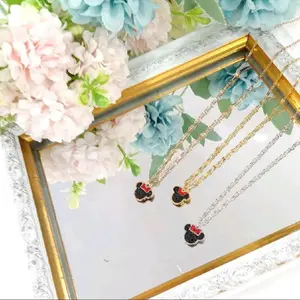 KALUNG TITANIUM RANTAI PECAH KOPI LIONTIN MICKY MOUSE 24K ANTI KARAT/ANTI LUNTUR - gold