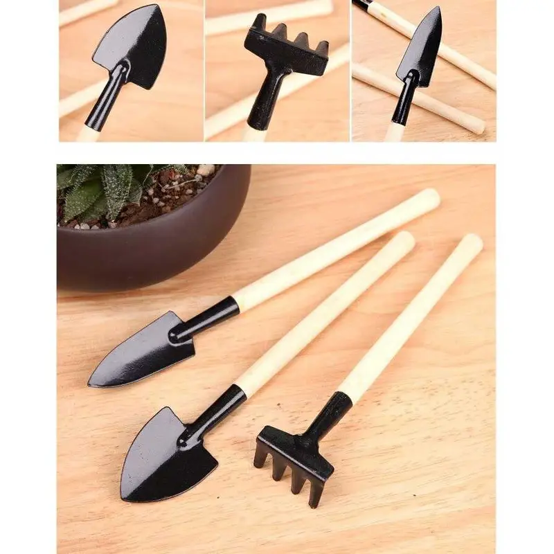 EPOCH Set Sekop Mini Tanaman Hias Shovel Spade Gardening Tools 3 PCS - LXY549 Besi Kayu Perlengkapan 6