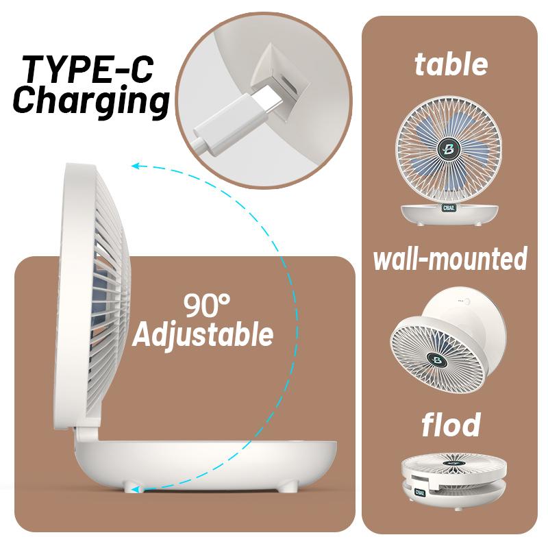 Quạt lớn Quạt sạc 10000mAh Quạt treo tường nhỏ gọn Quạt mini 3 vị trí Quạt để bàn USB treo tường có thể gập lại Có thể Điều chỉnh Quạt Mini Kipas Làm mát nhỏ Máy tính để bàn cầm tay Pin văn phòng USB Quạt dã ngoại di động có thể sạc lại Sương 5