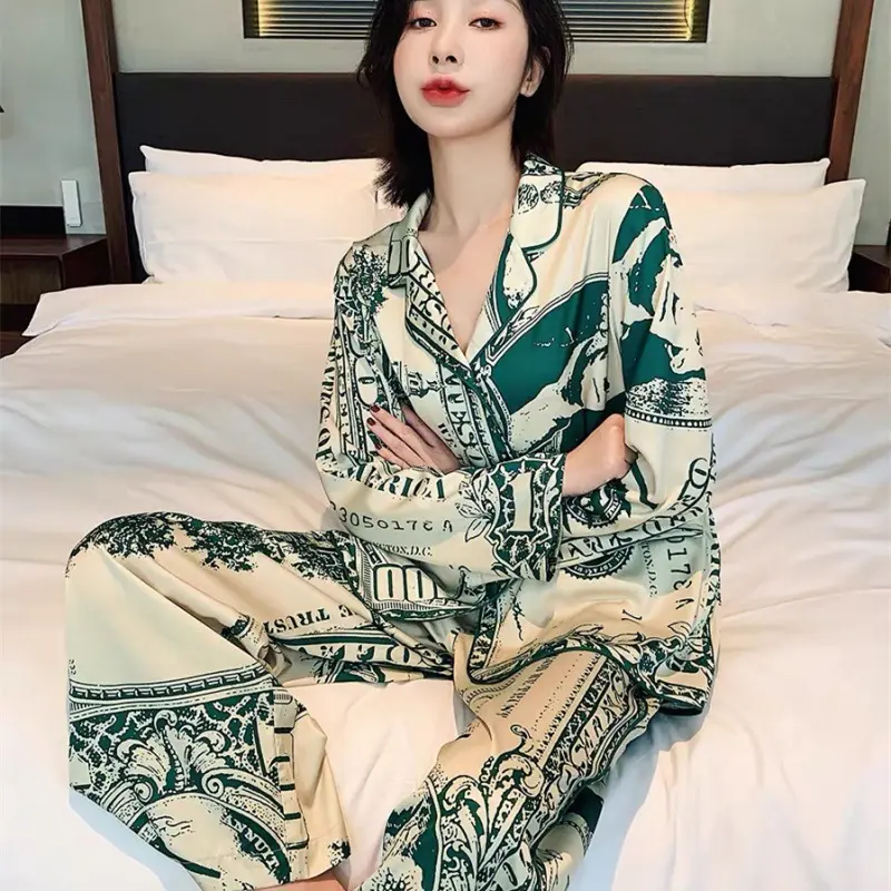 Hi Mia's Shop | Spring and Autumn New Pajamas Women Can Wear outside Pajamas Women's European and American Style Suit Comfort and Casual Spot