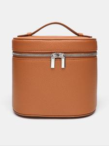 Bolso de mano portátil de lujo ligero y gran capacidad, bolsa multifuncional para almacenamiento de maquillaje, bolsa de maquillaje de PU de color sólido, adecuada para almacenamiento de cosméticos, almacenamiento en viajes y almacenamiento diario