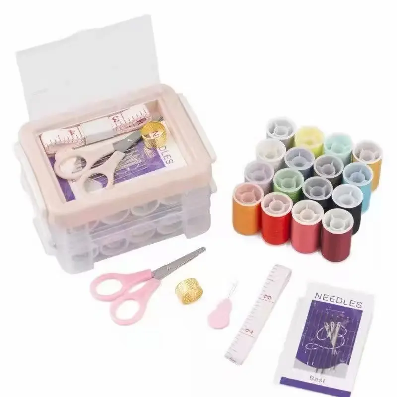 30pcs Kit Jahit Portabel – Kotak Jahit Rumah Tangga Tiga Lapis Besar