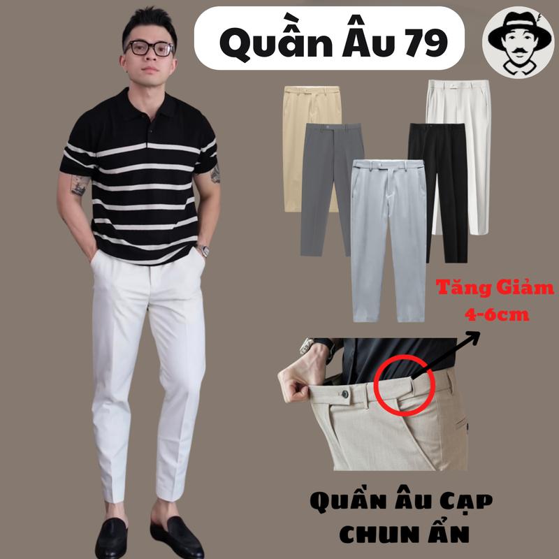 [ MENBACK ] - Quần âu nam cạp chun ẩn điều chỉnh dáng slimfit quần tây cạp cao chất liệu vải chéo 79 dày dặn co giãn cao cấp phong cách trẻ trung Pants Menswear Đen
