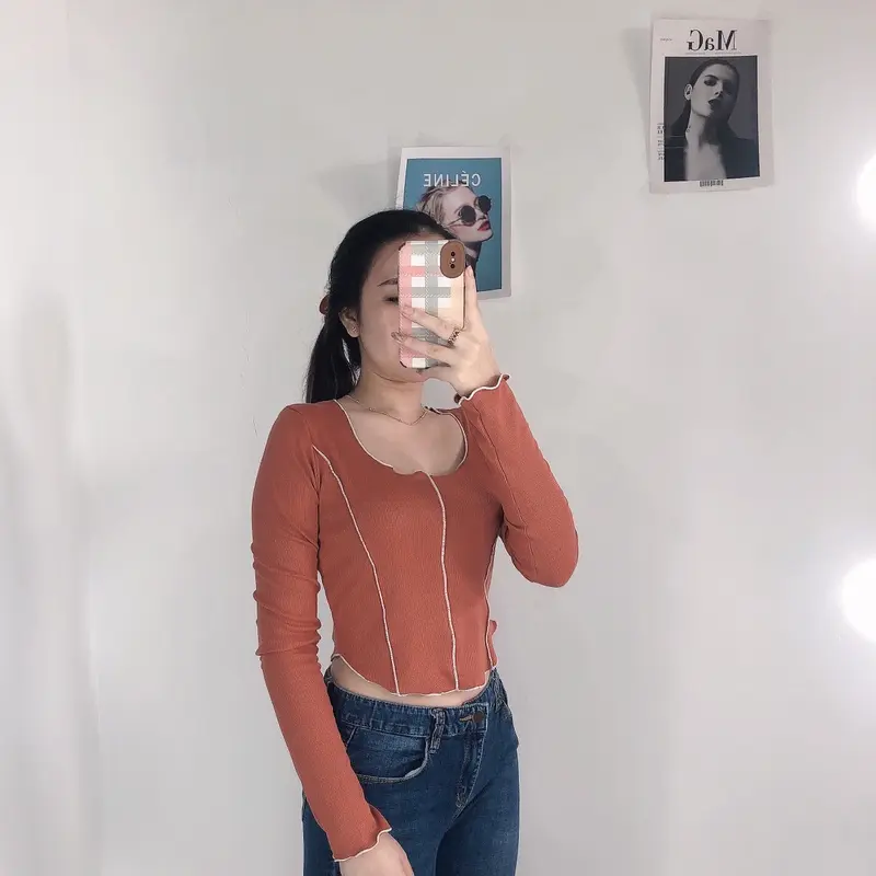 GIO LIST LONG SLEEVE TOP | Atasan Wanita Lengan Panjang Lis Bahan Kaos Melar Oversize Nyaman Basic Putih Baju 1