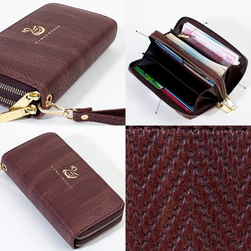DOMPET PANJANG WANITA 2 RESLETING KARTU KOIN TALI PENDEK BRANDED KOREA PREMIUM KULIT COKLAT CEWEK MURAH  BATAM SIMPLE NAGOYA WA643B7 REMAJA KEKINIAN 7