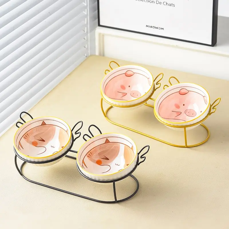 Bát Gốm Cho Mèo, Bát Đôi, Chống Rơi, Bảo Vệ Cổ, Thích Hợp Cho Mèo, Bát Cơm Và Bát Nước, Thích Hợp Cho Mèo Con, Miệng Nghiêng, Giá Đỡ Thức Ăn Cho Mèo, Bát Cho Thú Cưng, Bát Đựng Thức Ăn Cho Mèo, Mới Năm 2025 7