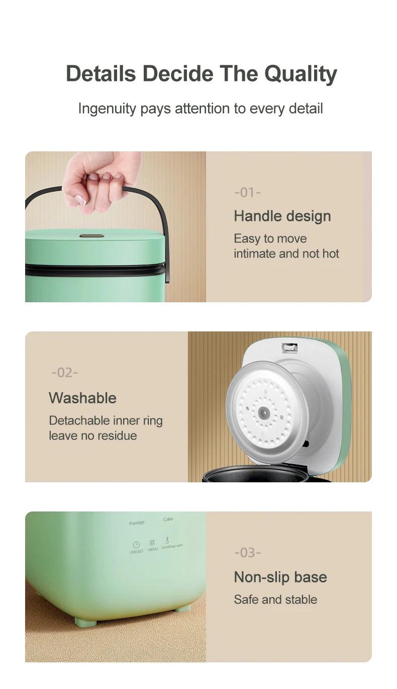 Product Introduction of Mini Rice Cooker Automatic Household Kitchen Electric Cooking machine 1-2 People Food Warmer Steamer 1.2L Small Rice Cooker 6