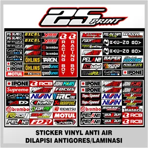 Stiker Pack Racing motor helem anti air Car