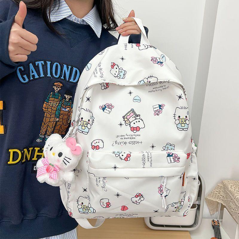 Balo Hello Kitty Balo Nhật Bản cho bé gái Thiết kế dễ thương Dung tích lớn Thích hợp cho học sinh trung học cơ sở, học sinh trung học, sinh viên đại học, Phong cách trường học nhẹ nhàng, Balo học sinh, Balo du lịch