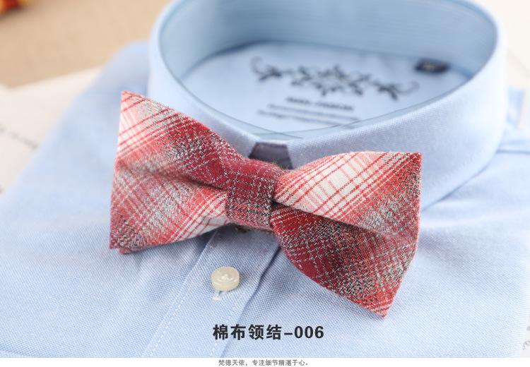 Product Introduction of 1PCS Men's Bow Tie Korean Version Fashion Casual Bow Cotton Trendy Plaid Striped Collar Bow Tie Manufacturer Wholesale Spot 9