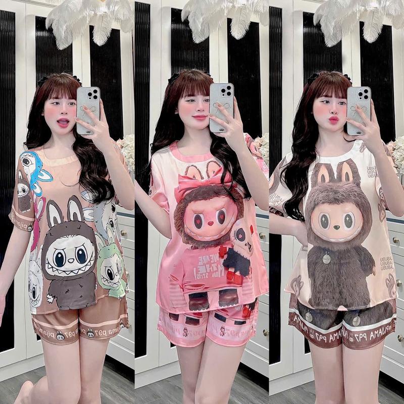 Đồ bộ đùi lụa latin thiết kế mới dể thương  đồ bộ nữ mặc nhà thoải mái  pijama nữ lụa mịn mát  size dưới 60kg  đồ bộ pizama đùi Áo Ngủ Quần Ngủ bộ ngủ 