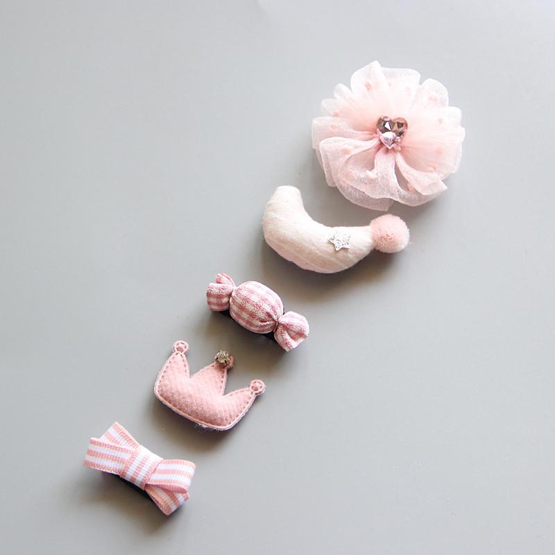 Product Introduction of Korean hand-made baby hairpin edge clip Baby hair clip Children's headdress hairpin Princess hairpin five-piece set 9