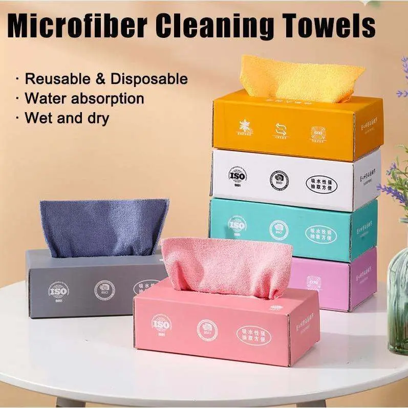20pcs/box Removable Dishcloth Reusable Absorbent Microfiber Kitchen Dishcloth Scouring Pad Lazy Rag Cleaning Towel kitchen microfiber towels with box super absorbent cleaning dishcloth home multiple crcycling use kitchen rags Comfortable