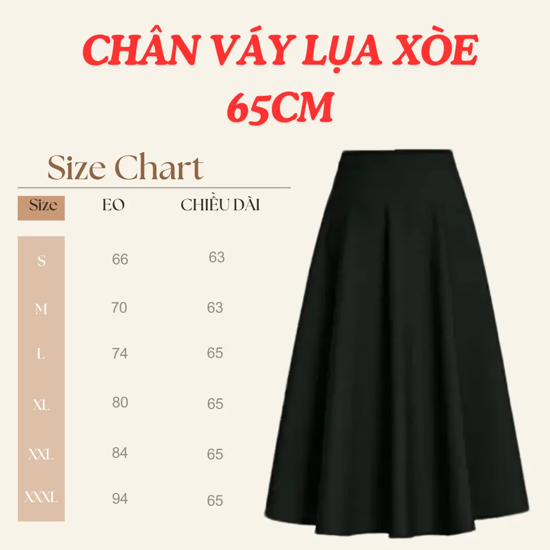 CV01 - Chân váy dài 67cm lụa xòe 2 túi sườn Phong cách LADY