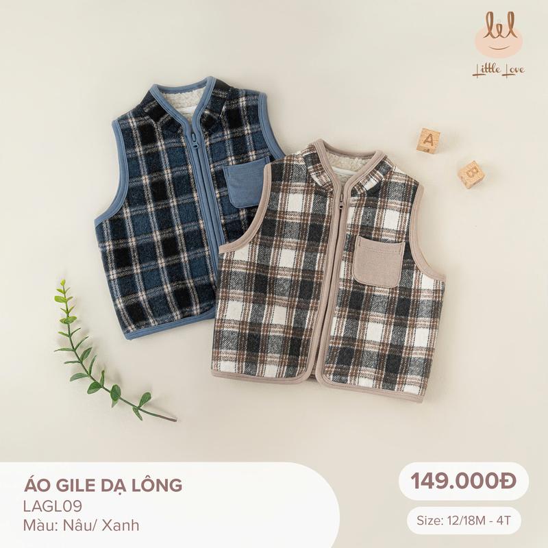 LAGL09 Áo gile dạ kẻ lót lông ấm áp cho bé LIL - Little Love