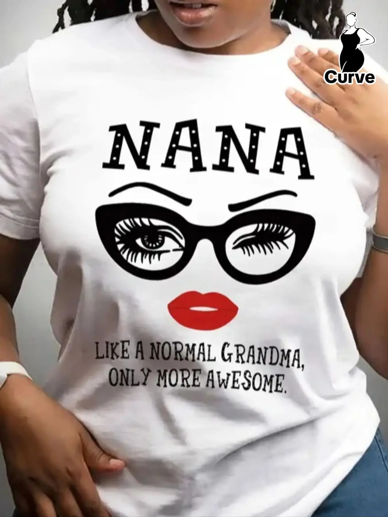 【Plus Size】 Cartoon & Letter Print Round Neck Tee, Summer Clothes Women, Fashion Casual Short Sleeve T-Shirt for Daily Outdoor Wear, Women's  Clothing for 2024 Spring Summer