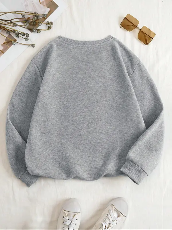 Toddler Boy's Cartoon Duck & Letter Print Drop Shoulder Sweatshirt, Casual Soft Comfy Long Sleeve Round Neck Pullover for Fall & Winter, Kids Clothes for Daily Wear 1