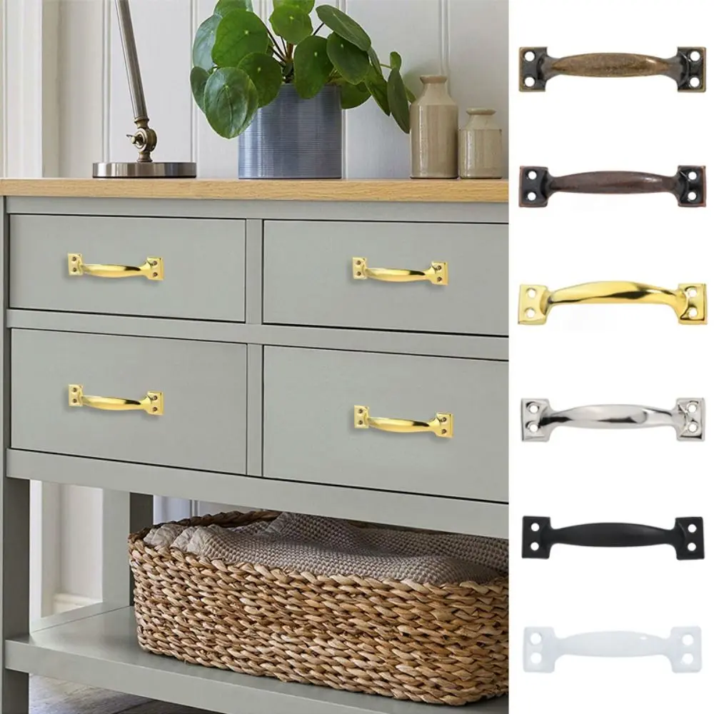 proofto Durable Iron Furniture Pull Hardware Accessory Garages Sheds Drawers Handle Black With Bow-Shaped Barn Door Knob Drawer Wardrobe Cabinet Door