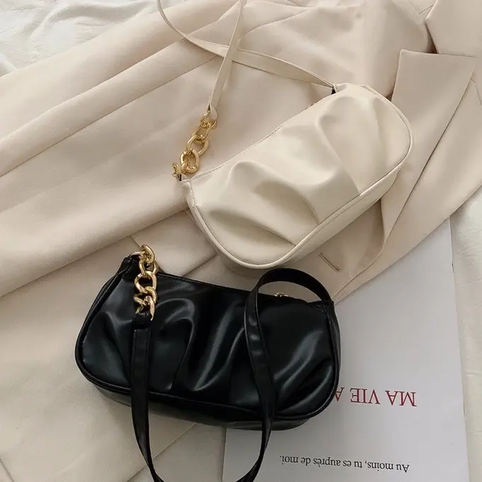 Túi Kẹp Nách Nữ Da Trơn May Nhún V22 Bag Đeo Vai