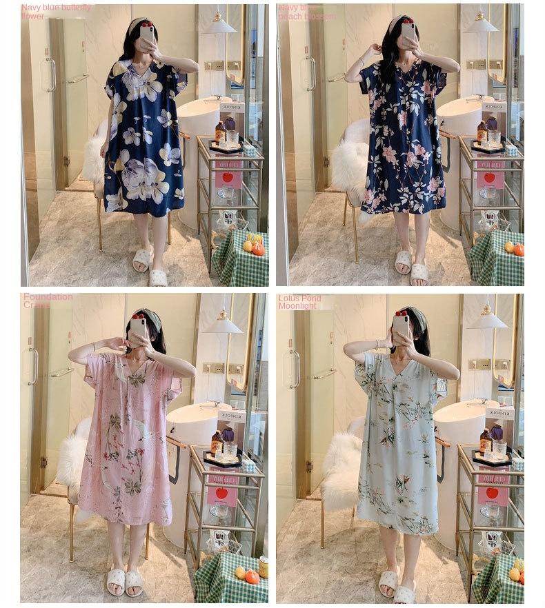 Product Introduction of Váy Ngủ Cotton Và Lụa, Dành Cho Nữ, K42, Hàng Mới Về Mùa Hè, Ngắn Tay, Đồ Ngủ In Hình Hoạt Hình, Phong Cách Hàn Quốc, Cỡ Lớn, Dáng Rộng Vừa Vặn, Đồ Mặc Ở Nhà Bằng Lụa Cotton, Hợp Xu hướng 8