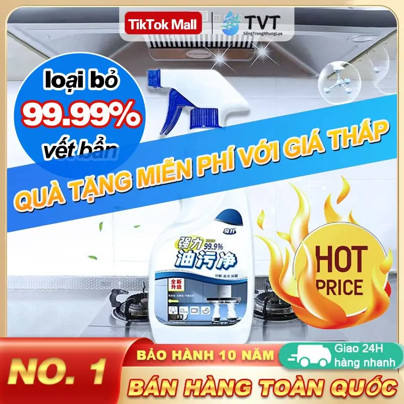 【Mua 1 Tặng 1】chai tẩy dầu mỡ xịt rửa bếp 500ml Tẩy dầu mỡ nhà bếp làm sạch máy hút mùi, mặt bếp, tường gạch ốp, chậu rửa bát