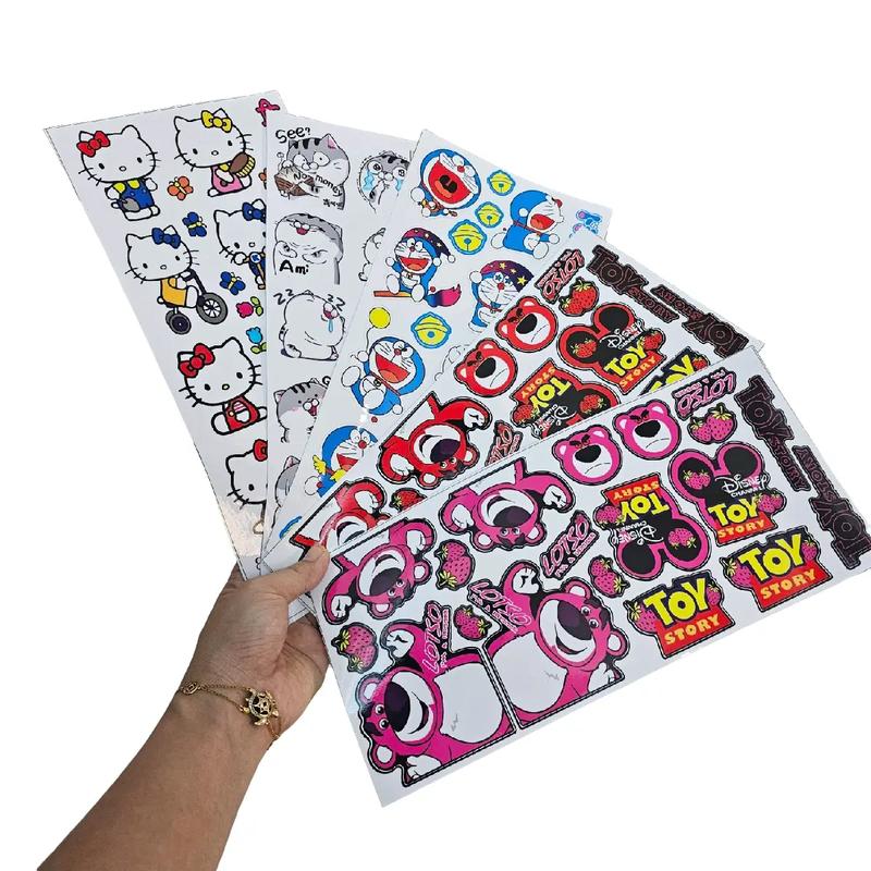 Tem logo sticker hoạt hình 14x29cm gấu dâu lotso, mèo ami, doremon, hello kitty dễ thương dán trang trí xe máy Nhãn Dán