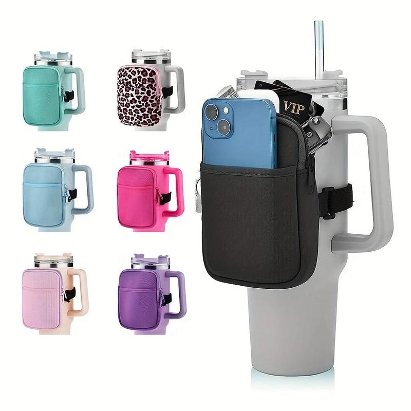 Product Introduction of Water Bottle Pouch, 1 Count Tumbler Pouch with Pocket, Portable Bottle Body Storage Bag for Cards, Keys, Wallet, Earphone, Drinkware Accessories 0